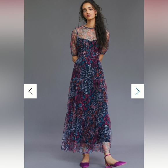 Maeve Ruched Floral Maxi Dress - Picture 2 of 9